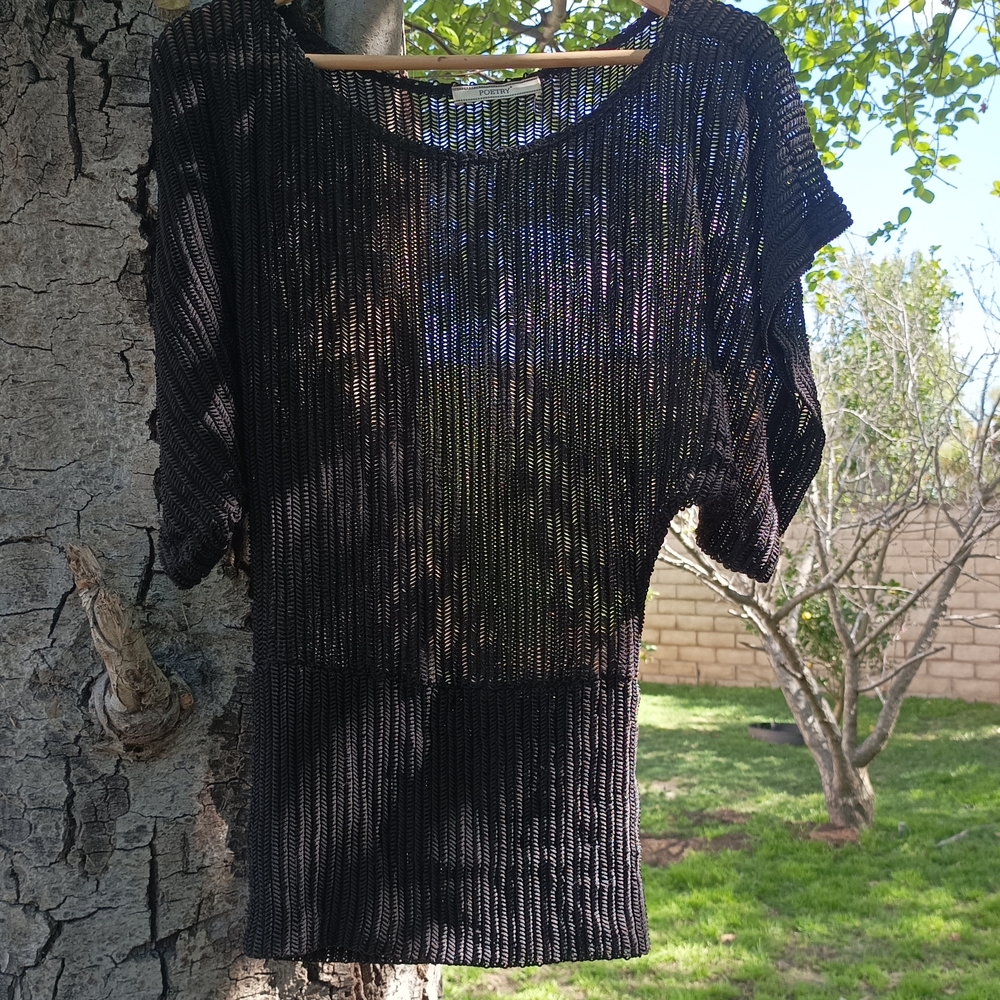 Black Sheer Knit Top